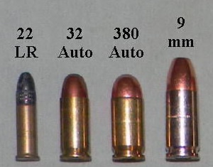 22 LR, 32 ACP, 380 ACP, 9mm